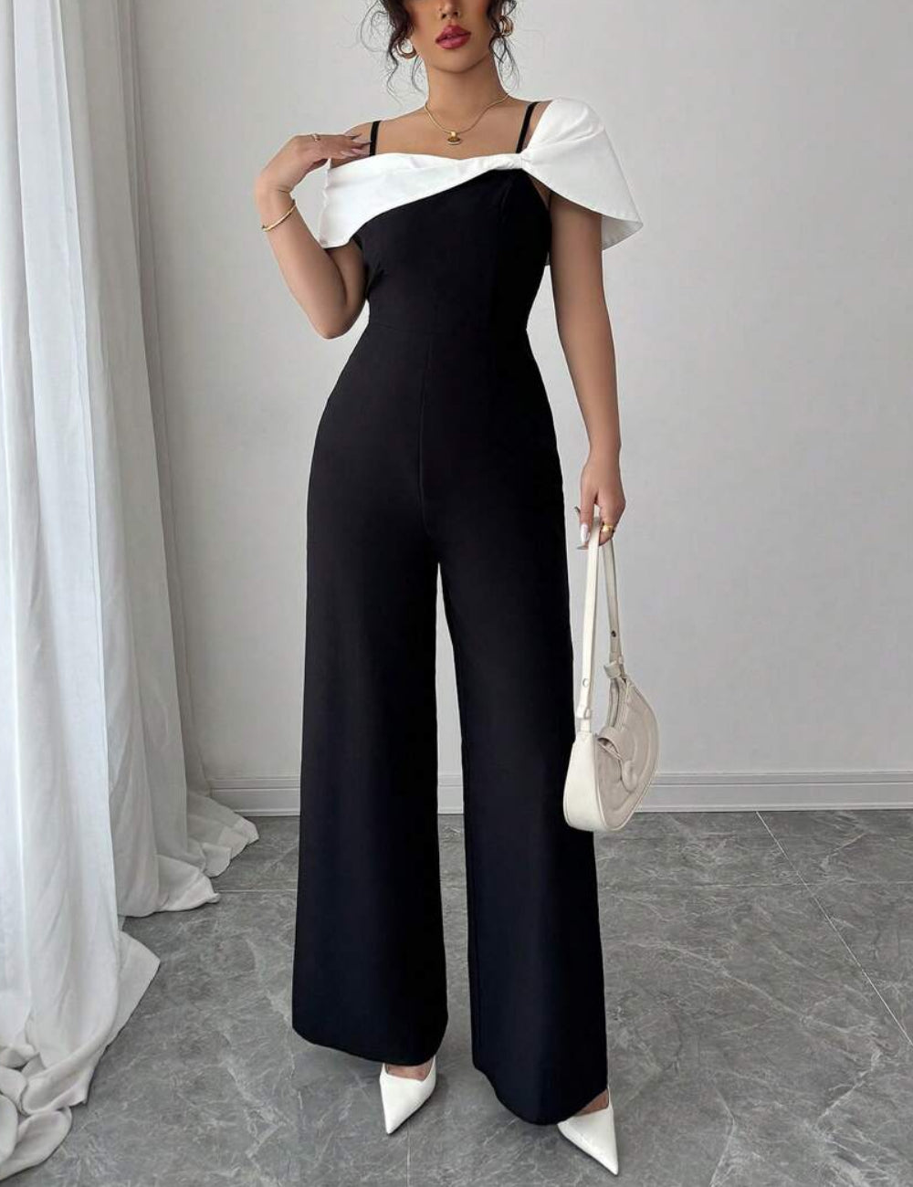 Shein hosszú, fekete jumpsuit
