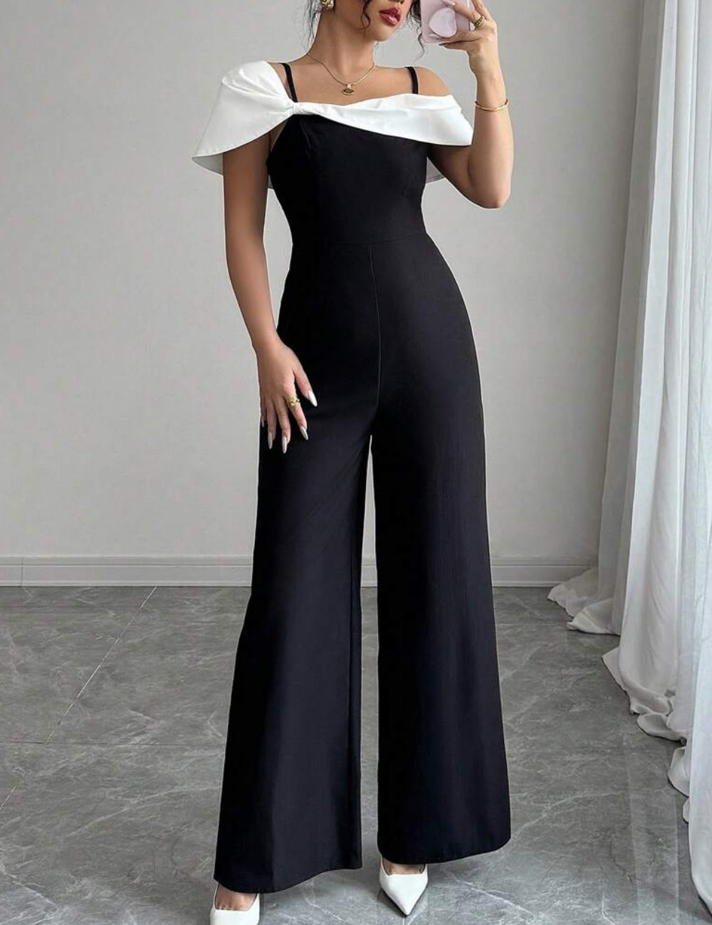 Shein hosszú, fekete jumpsuit