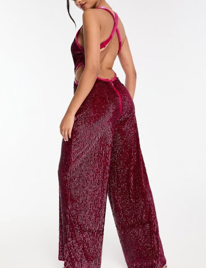 Salopetă lungă Miss Selfridge, roz