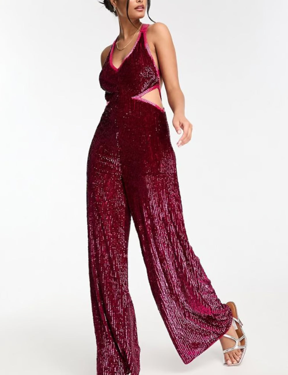 Salopetă lungă Miss Selfridge, roz