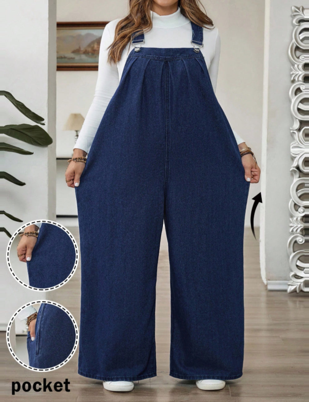 Shein Curve+ hosszú jumpsuit, kék