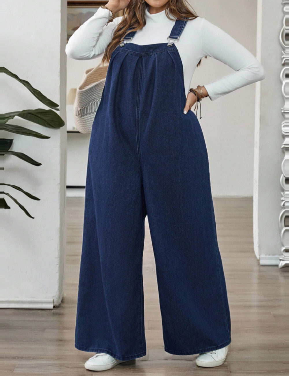 Shein Curve+ hosszú jumpsuit, kék