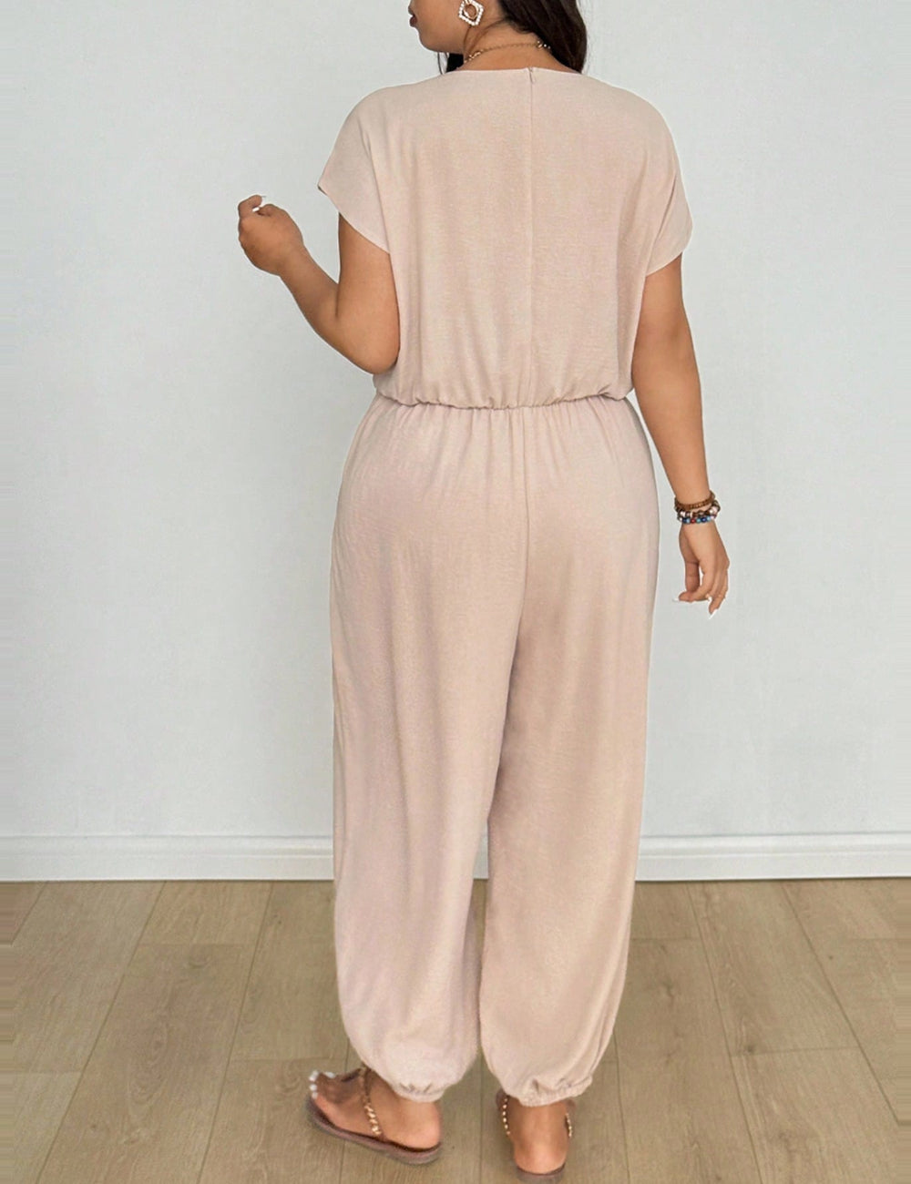 Shein Curve+ hosszú overall, bézs