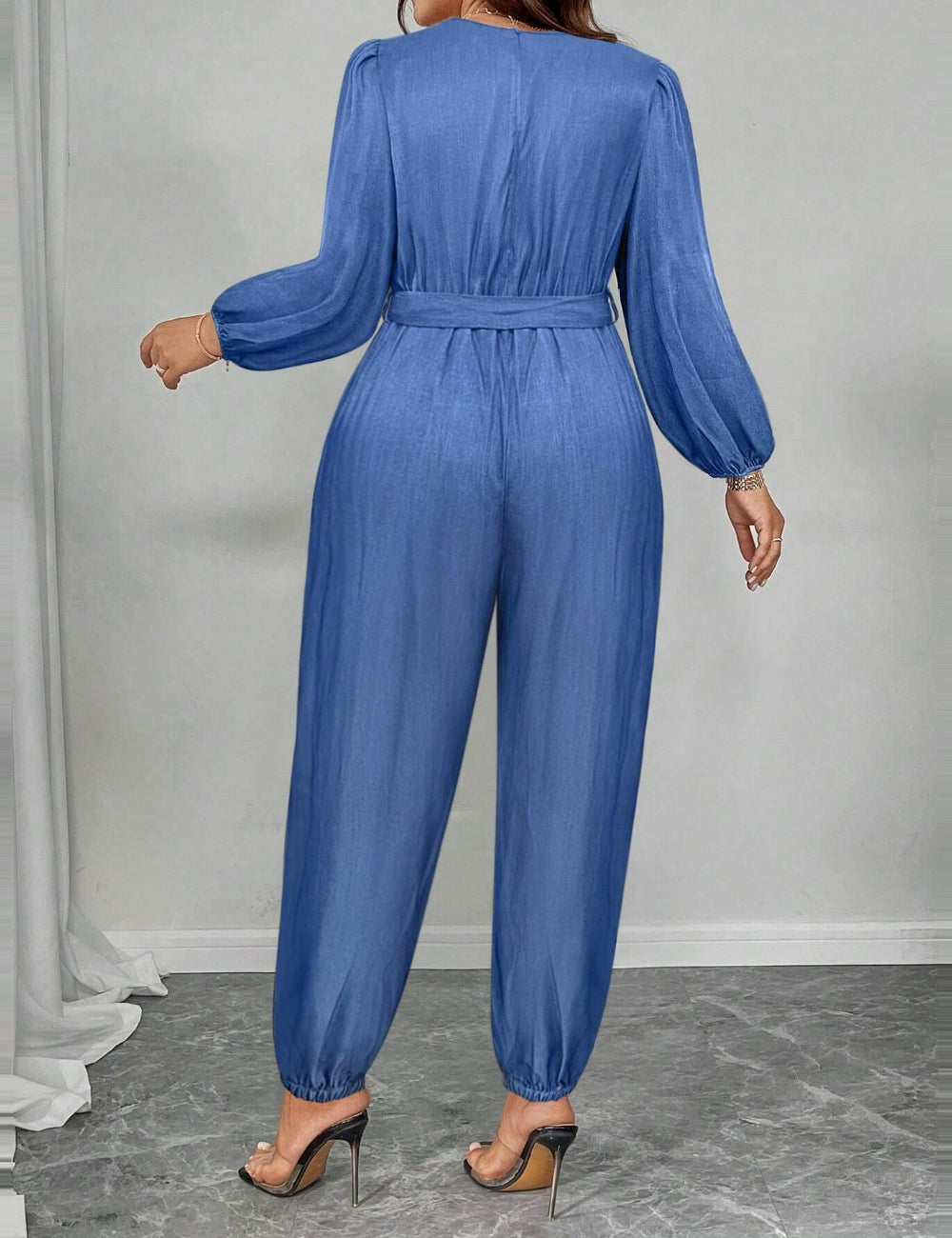 Shein Curve+ hosszú kertésznadrág, kék