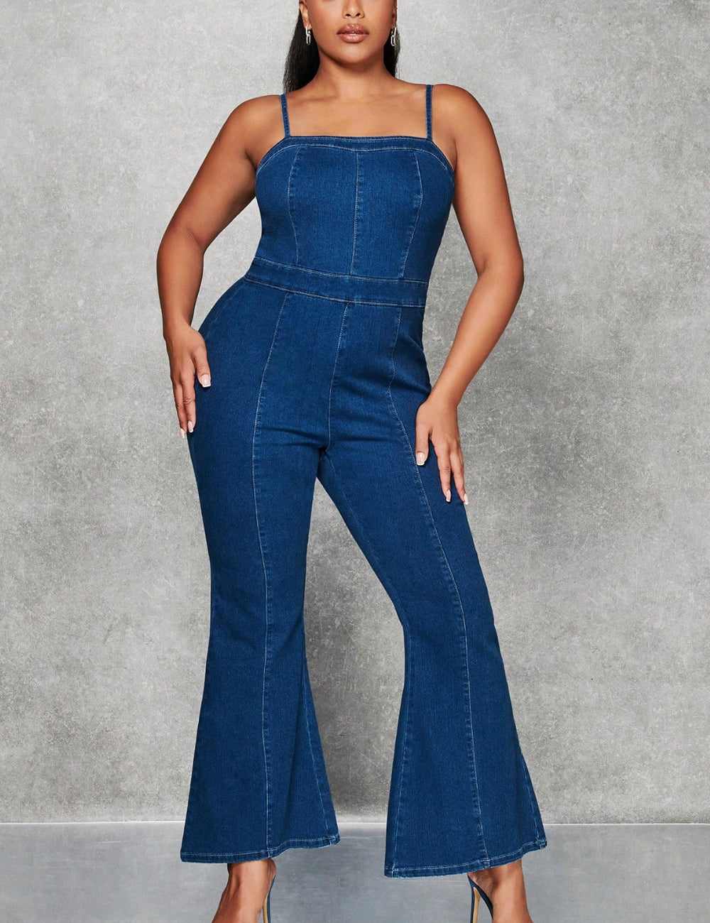 Shein Curve+ hosszú jumpsuit, kék