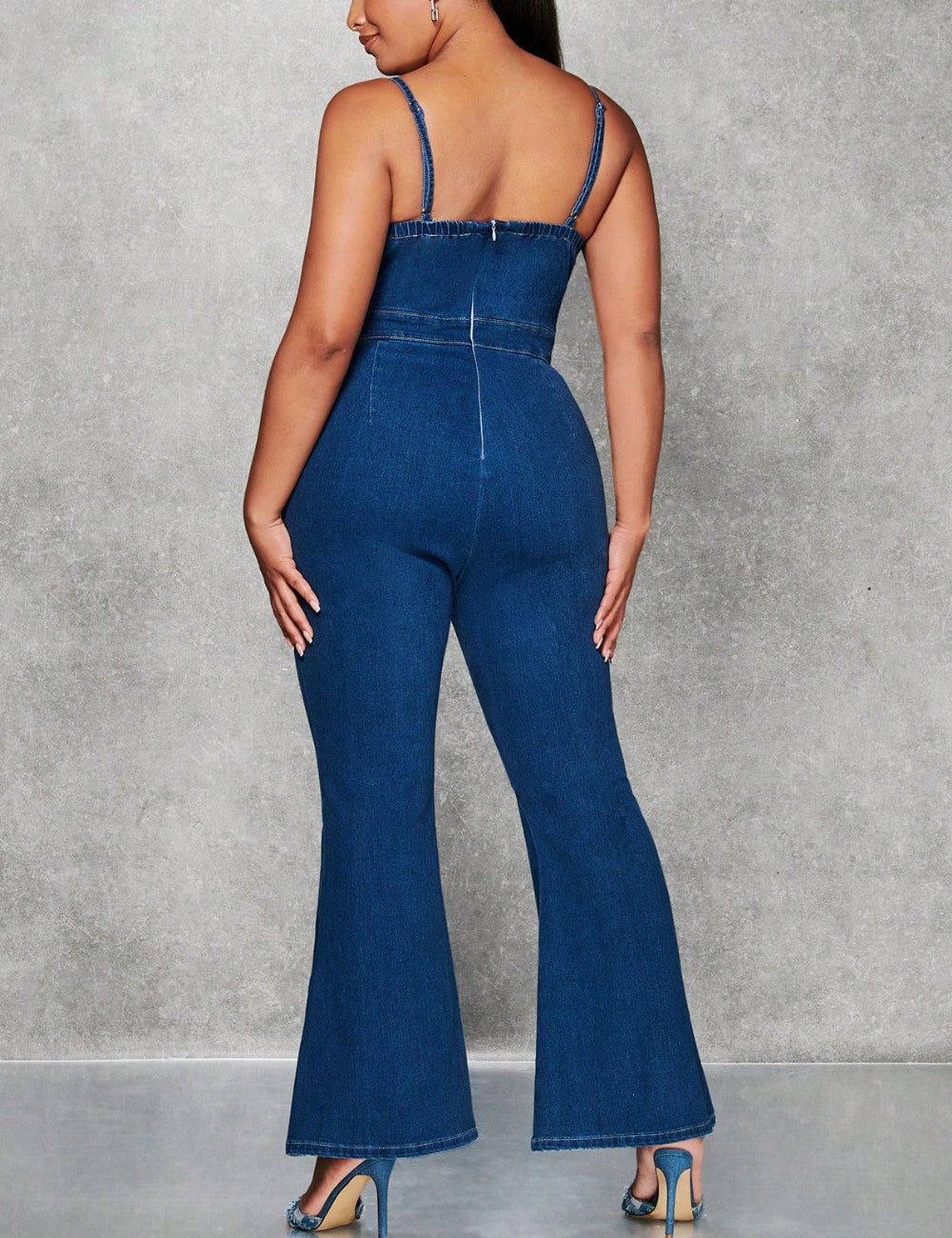 Shein Curve+ hosszú jumpsuit, kék