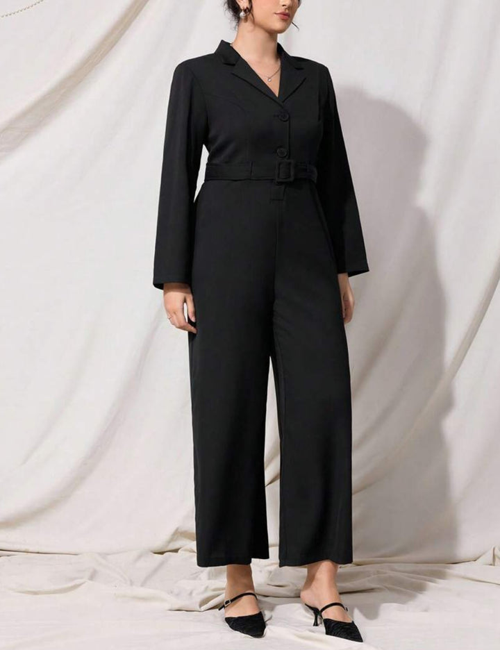 Shein Curve+ hosszú overall, fekete