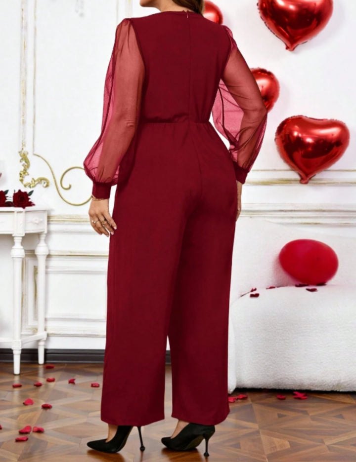 Shein Curve+ hosszú overall, piros
