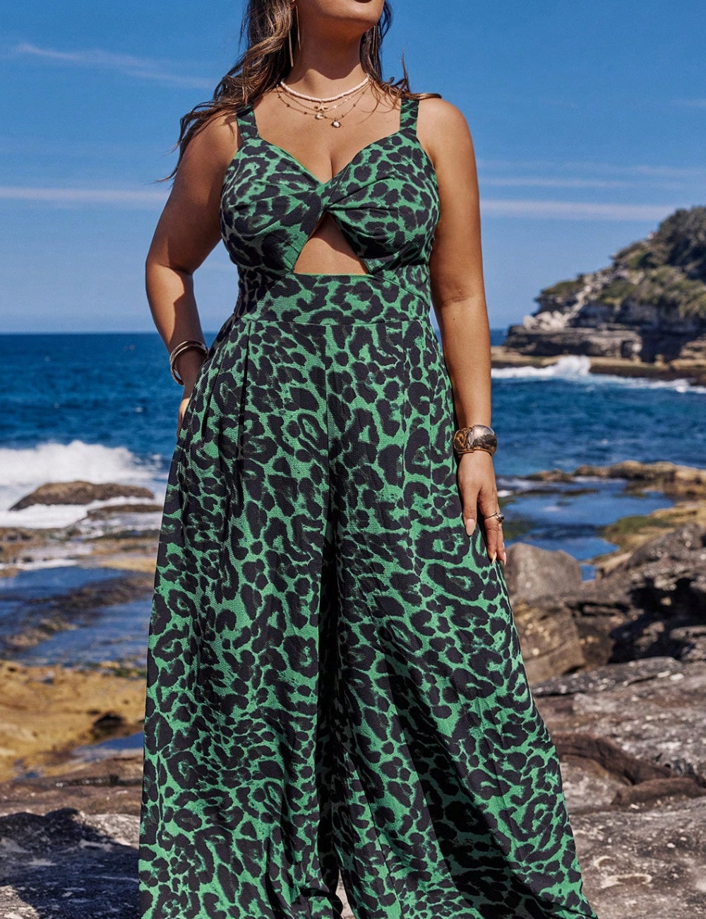Shein Curve+ hosszú overall, zöld