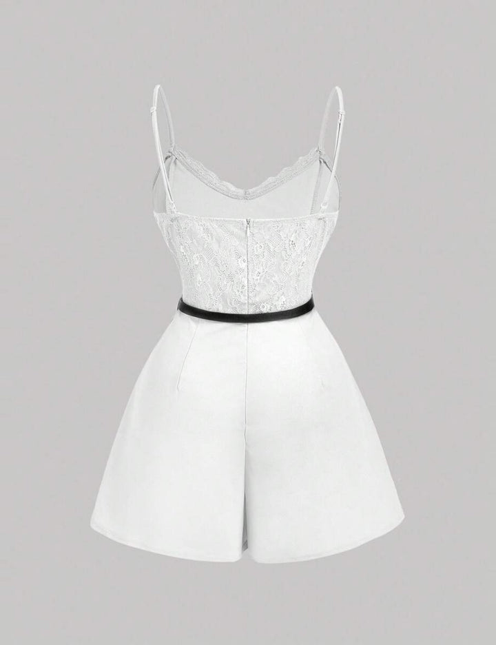 Shein Curve+ rövid overál, fehér
