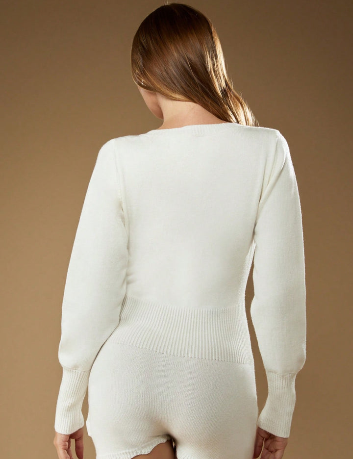 Salopetă scurtă Shein Missguided, crem