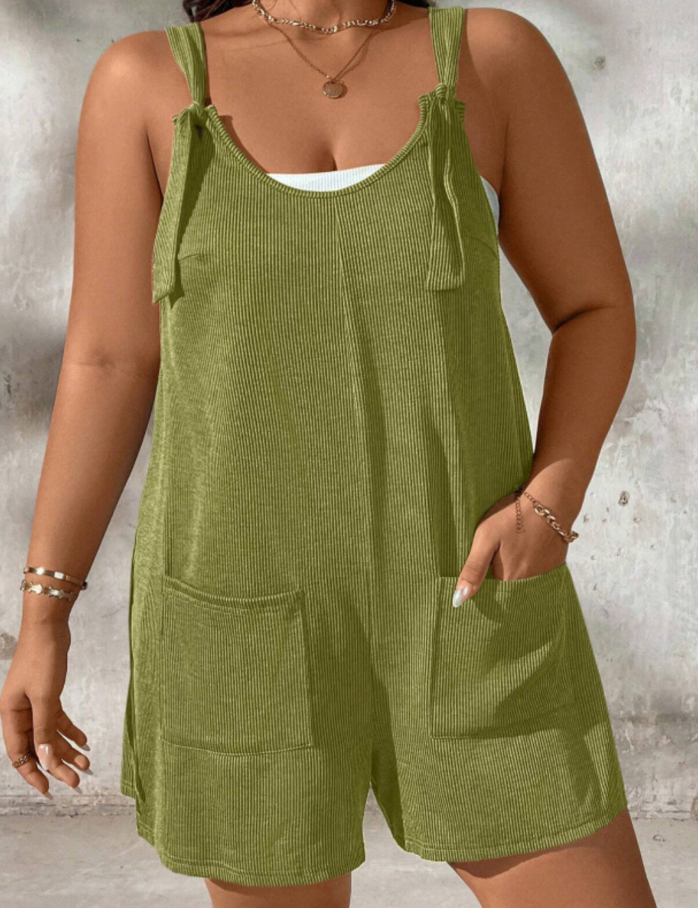 Shein Curve+ rövid overál, zöld
