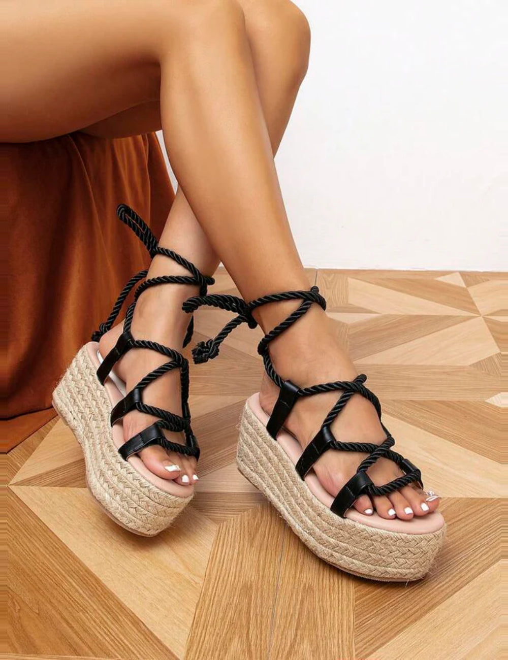 Shein platform szandál, fekete