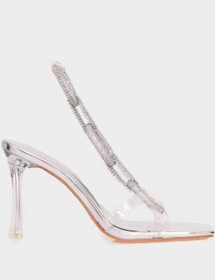 Sandale Cu Toc PRETTYLITTLETHING, argintiu