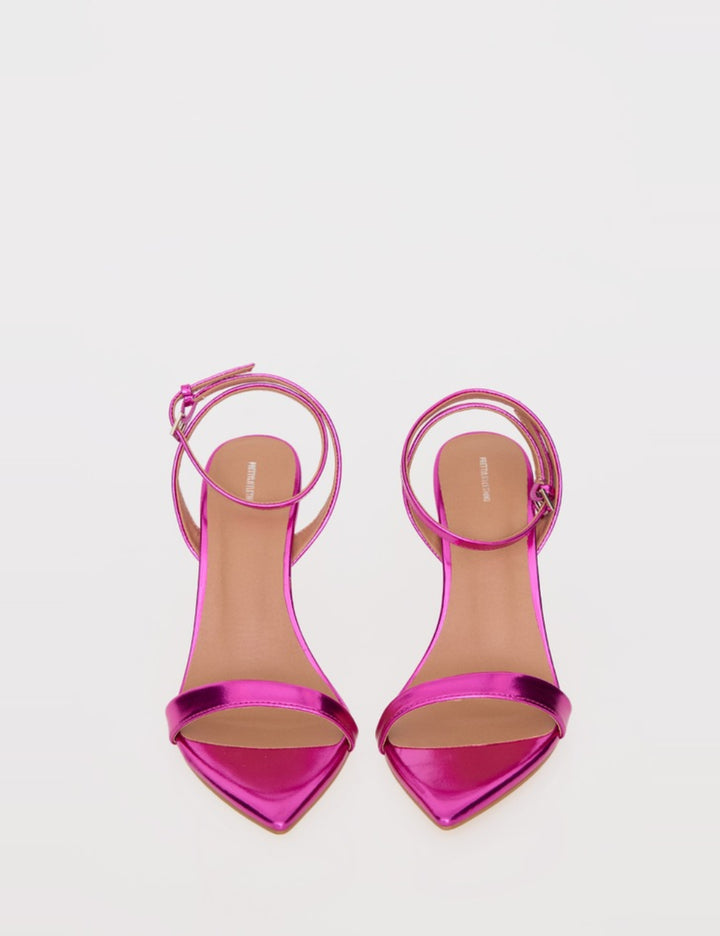Sandale PRETTYLITTLETHING, roz metalic