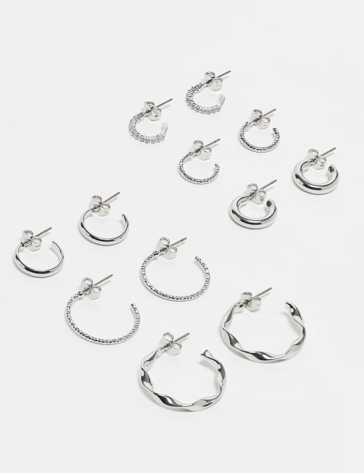 Set cercei Pieces, argintiu