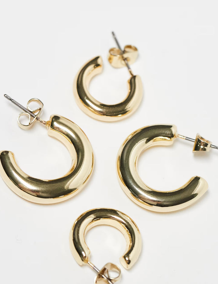 Set cercei Pieces, auriu