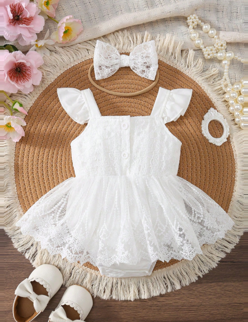 Set rochie și bentiță Shein, alb