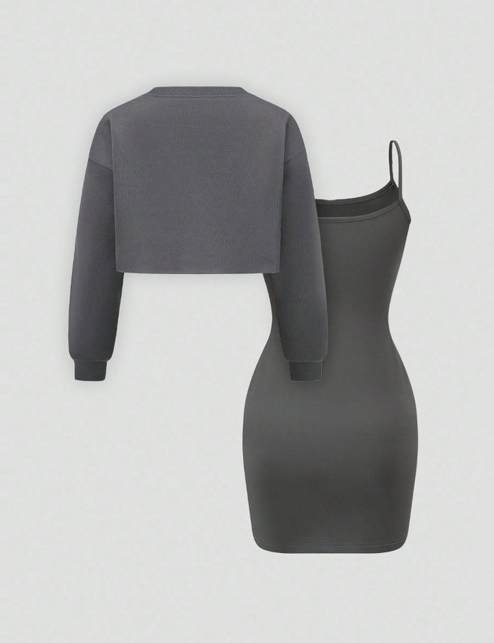 Set rochie și bluză Shein, gri