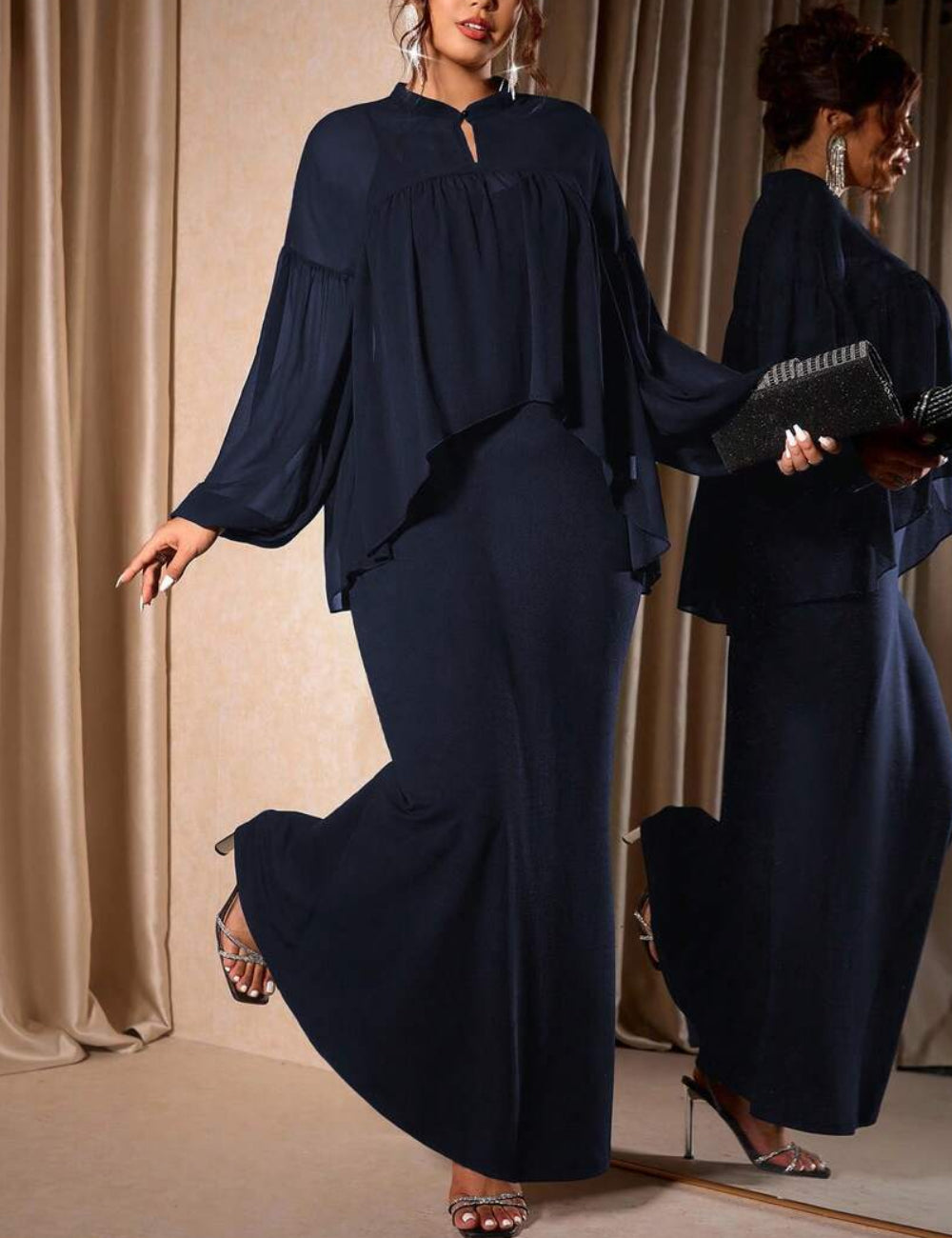 Set Rochie și Cămașă Shein Curve+, albastru