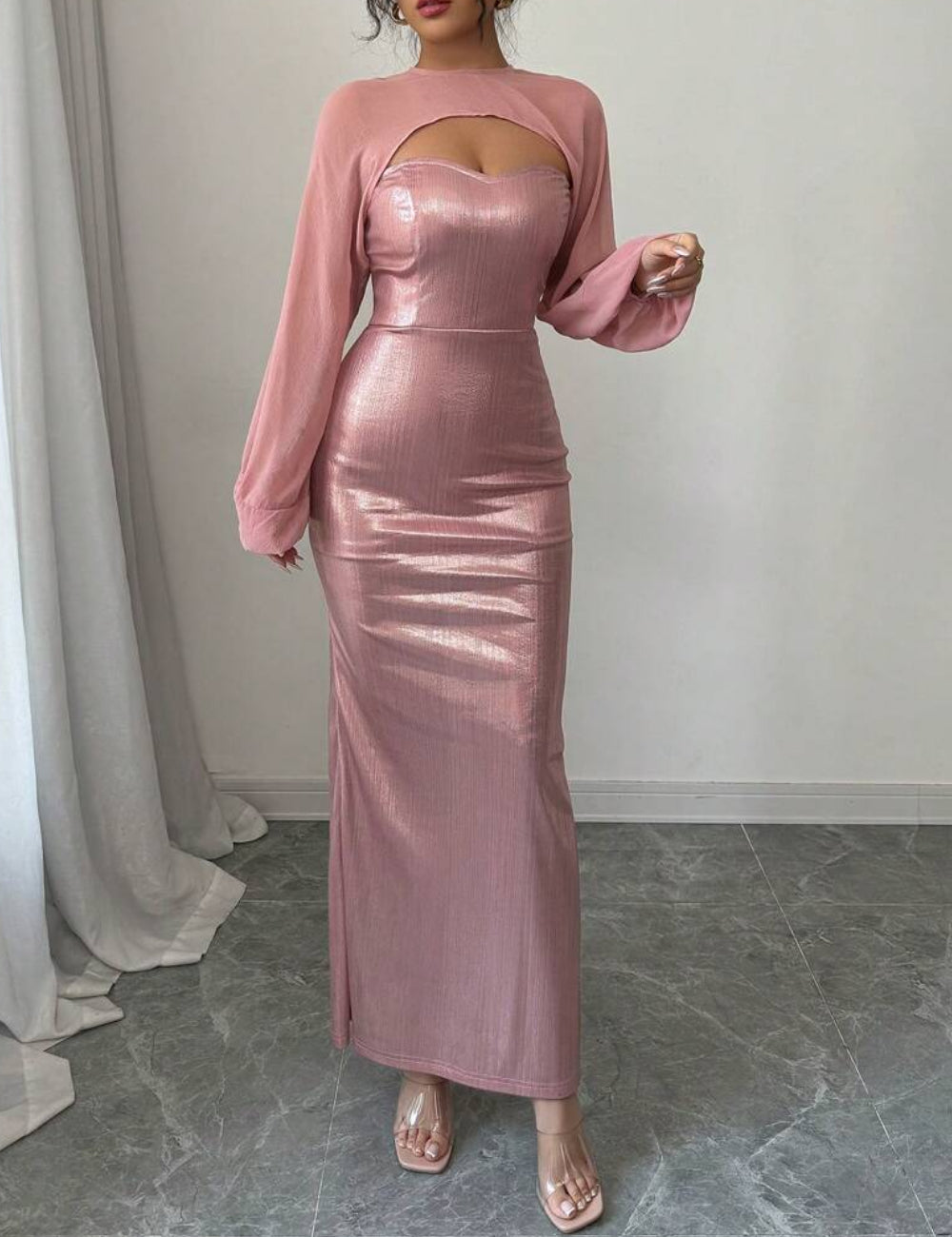 Set Rochie și Cămașă Shein, roz