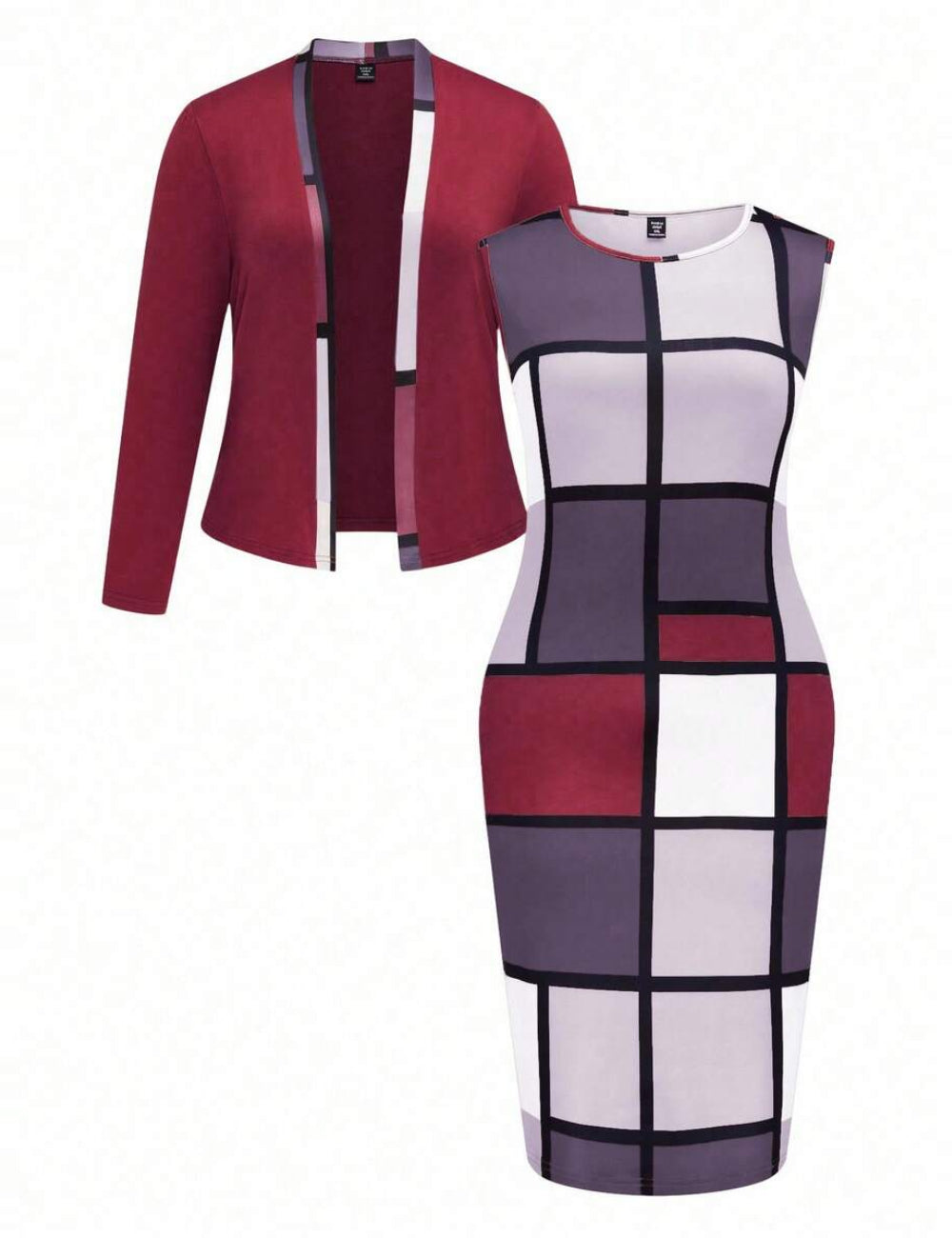 Shein Curve+ Ruha és Kardigán szett, többszínű