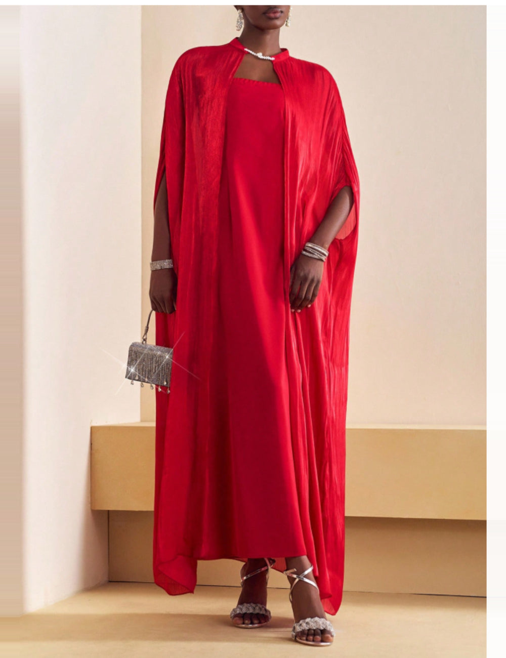 Set Rochie și Cardigan Shein, roșu