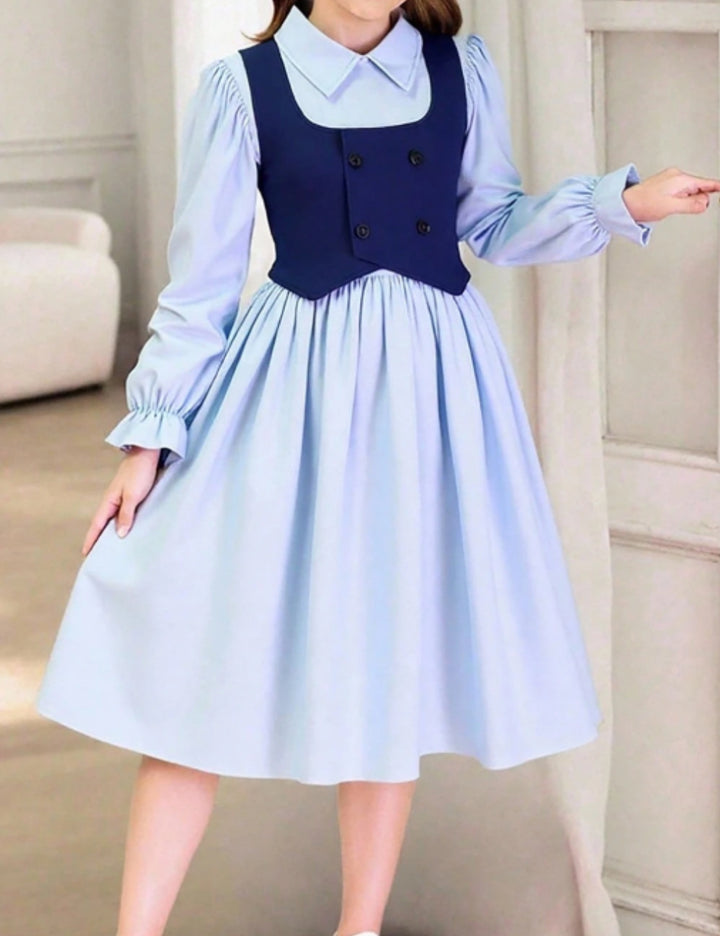 Set rochie și vestă Shein, albastru