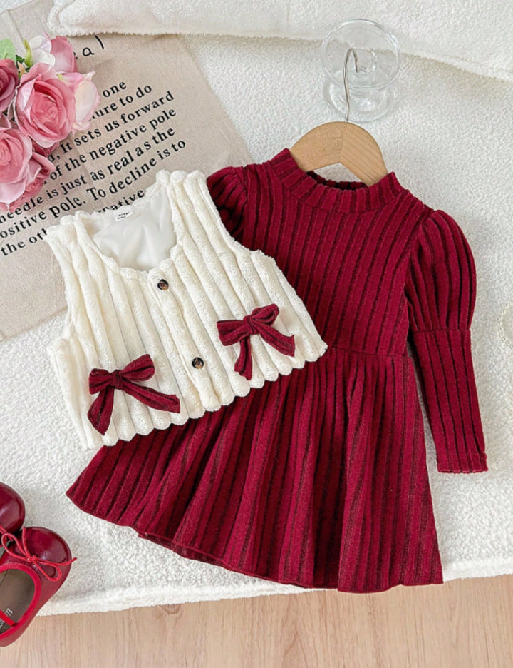 Set rochie și vestă Shein, vișiniu