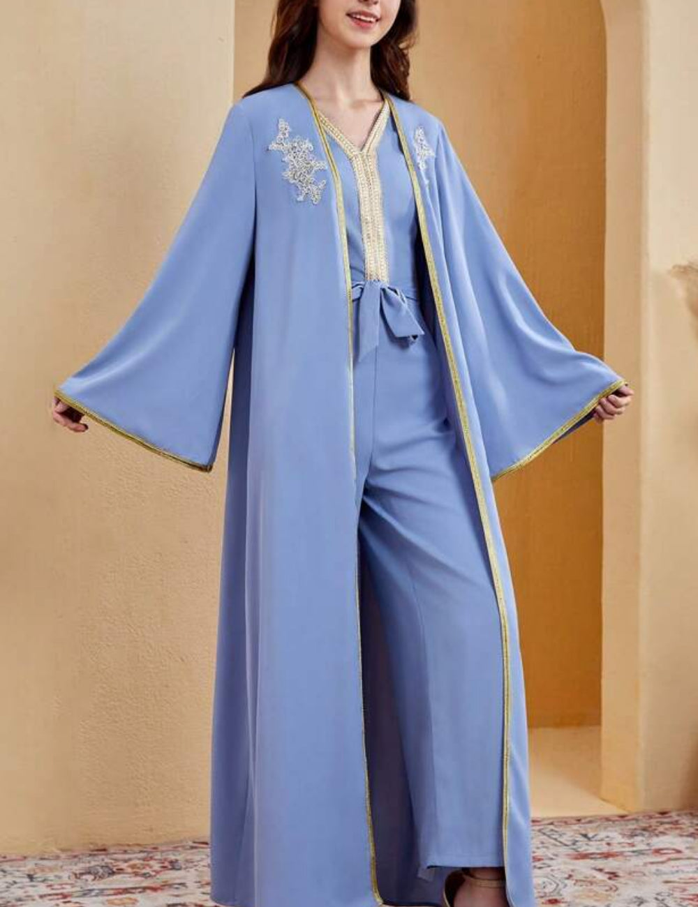 Set salopetă și cardigan Shein, albastru