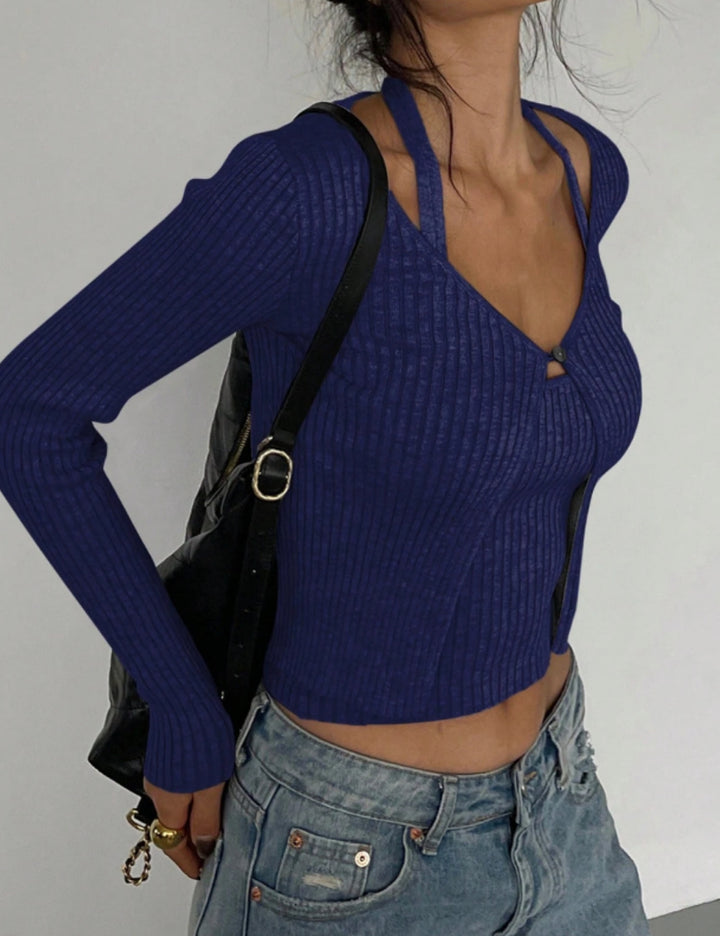 Set top si bolerou Shein, albastru