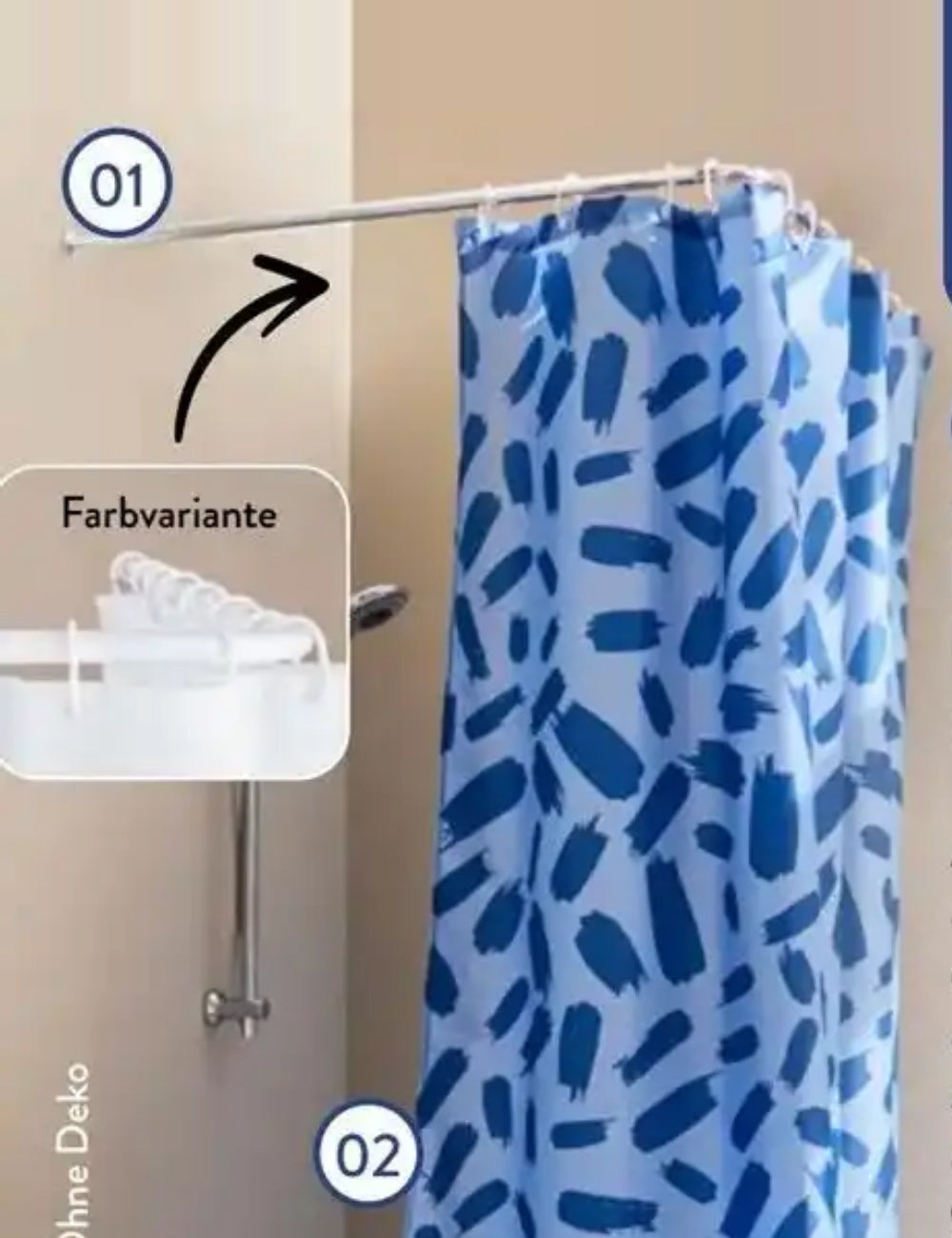 Sistem de fixare perdea duș Home Creation, mix culori