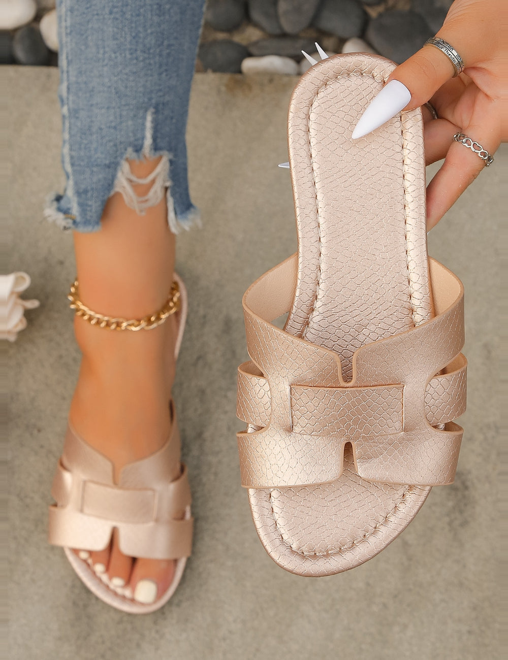Shein papucs, bronz