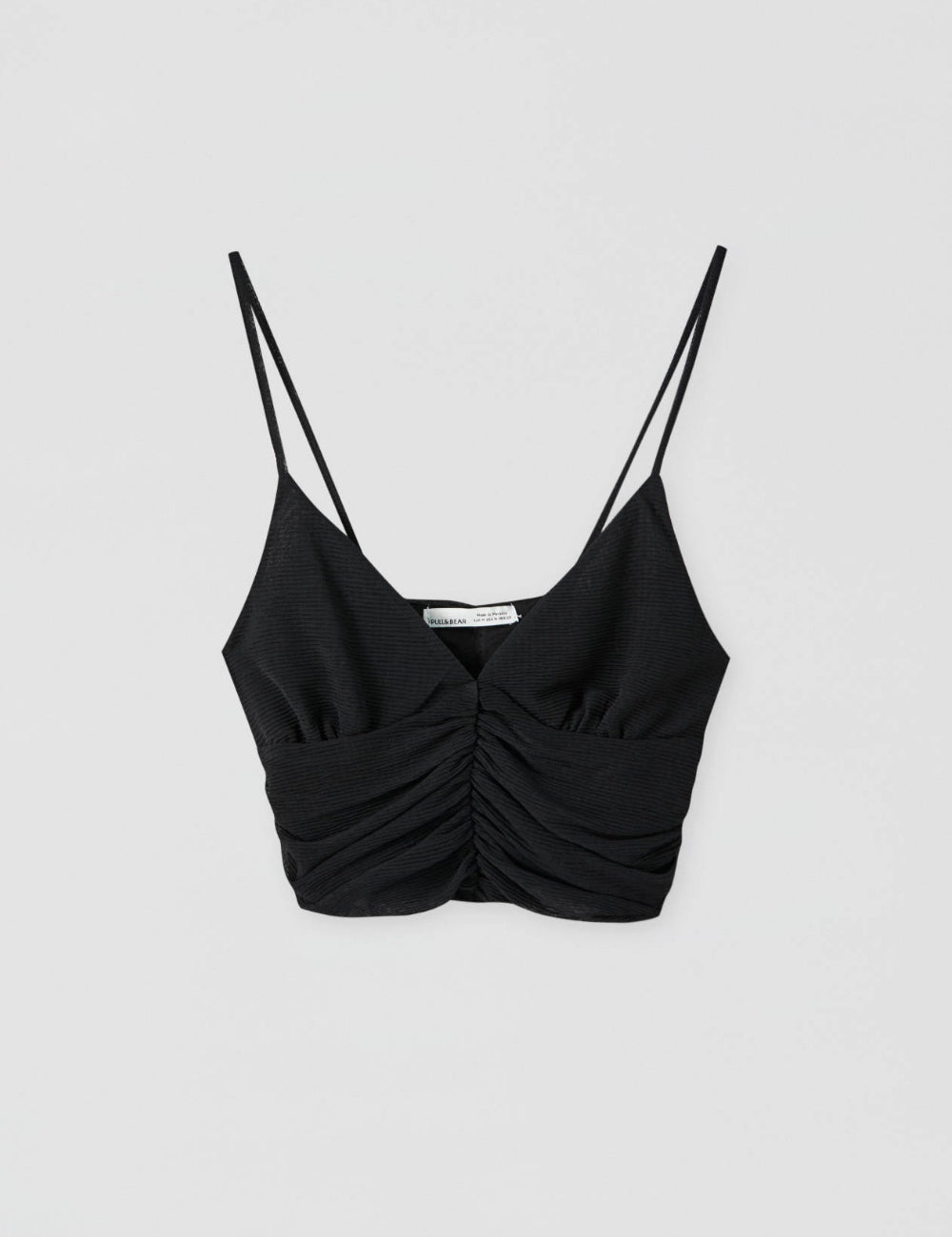 Pull&Bear vékony pántos crop top, fekete
