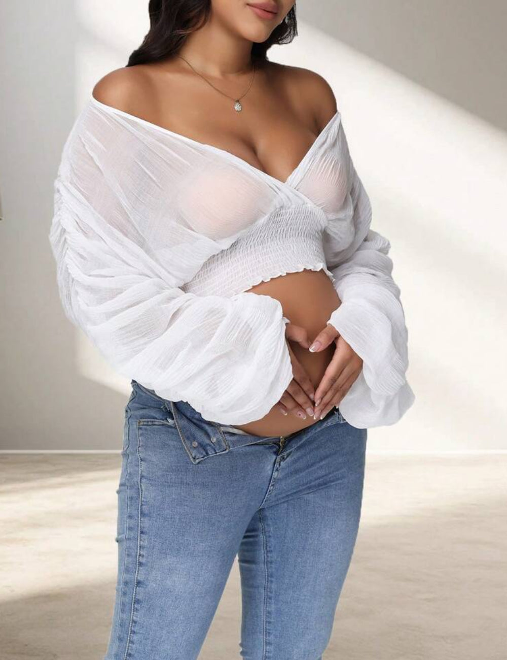Shein top, fehér