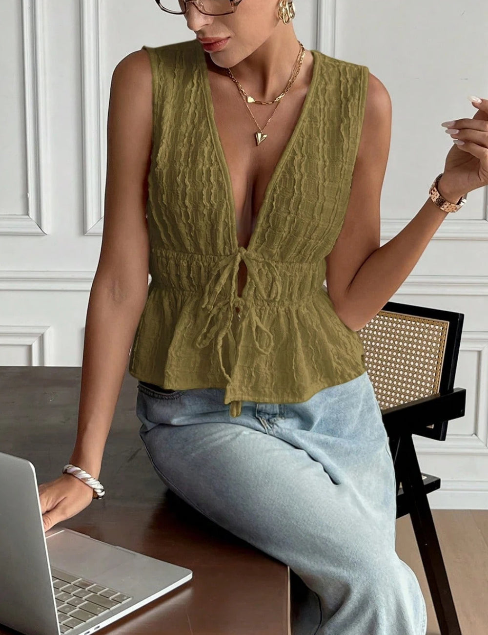 Felső Shein, khaki