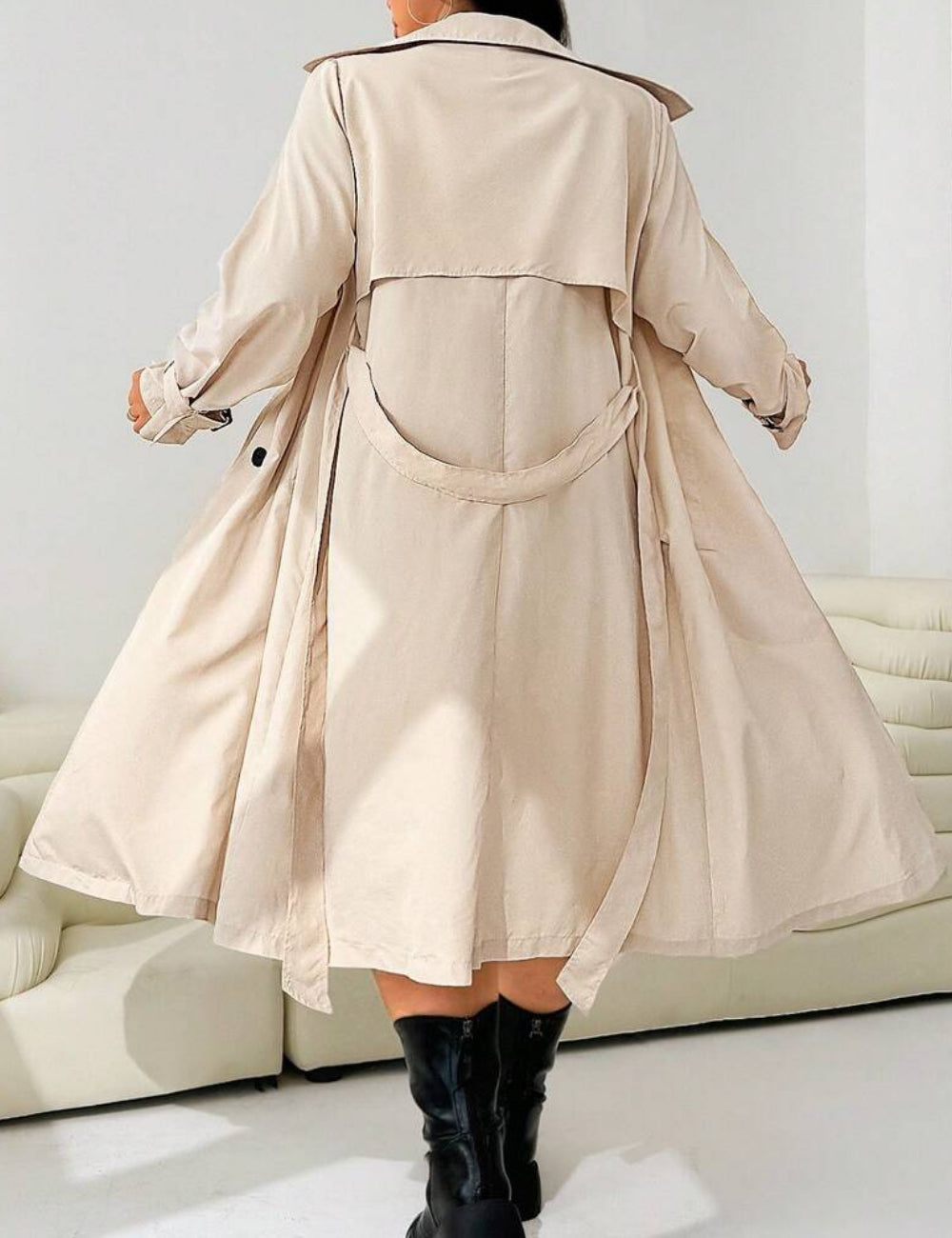 Trench Shein Curve+, crem