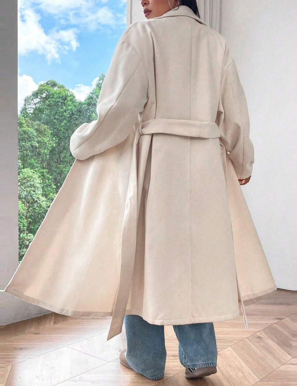 Shein Curve+ kabát, krém