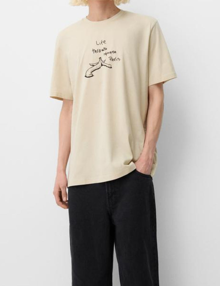 Tricou Bershka, bej