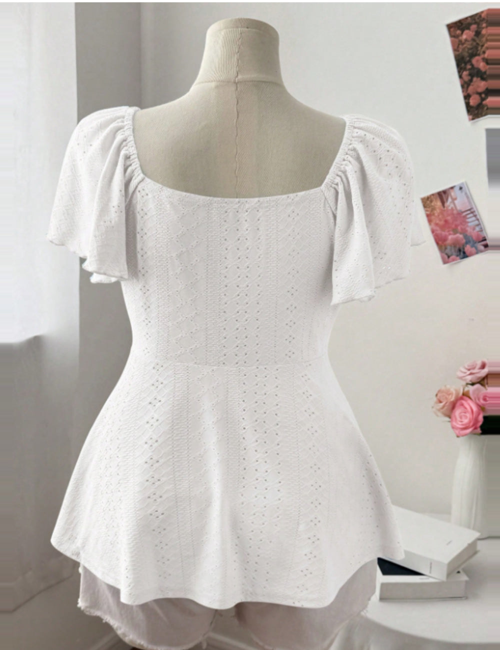 Shein Curve+ póló, fehér
