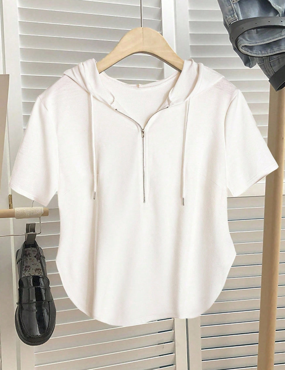 Shein Curve+ fehér póló
