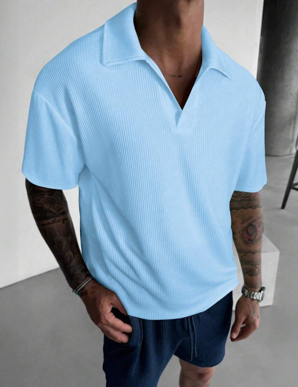 Shein MANFINITY kék póló