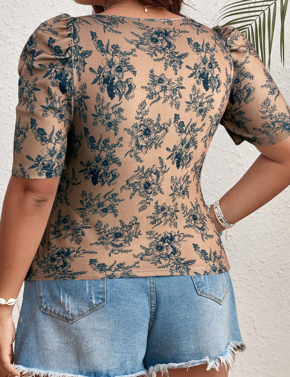 Shein Curve+ póló, barna