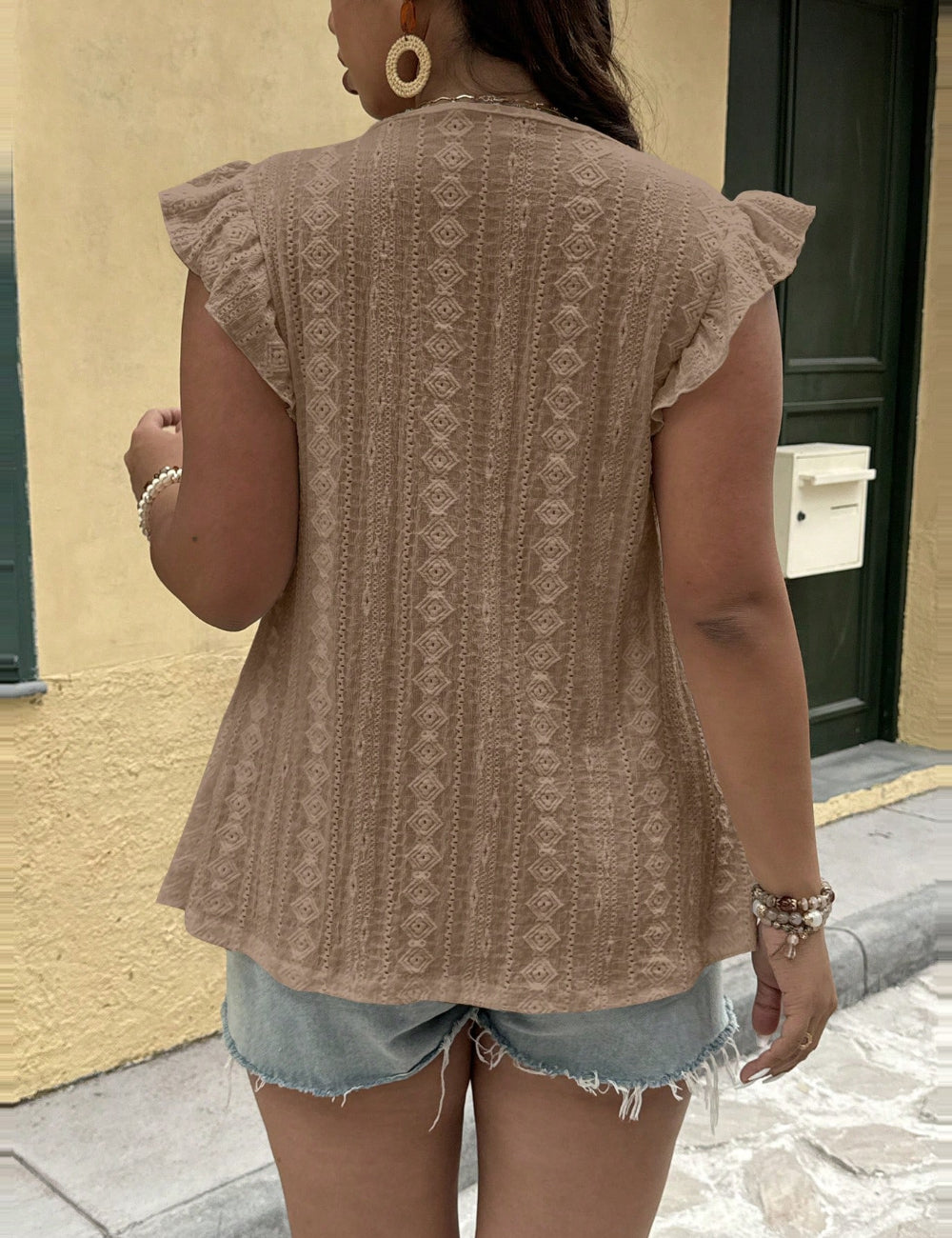 Shein Curve+ póló, barna
