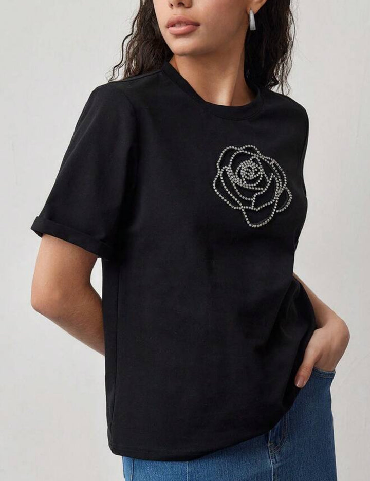 Shein MOTF póló, fekete