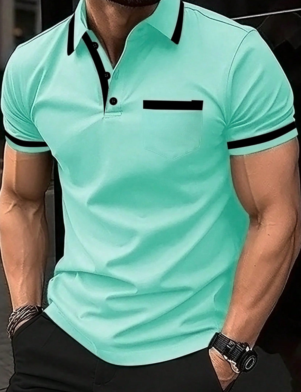 Shein MANFINITY türkiz póló