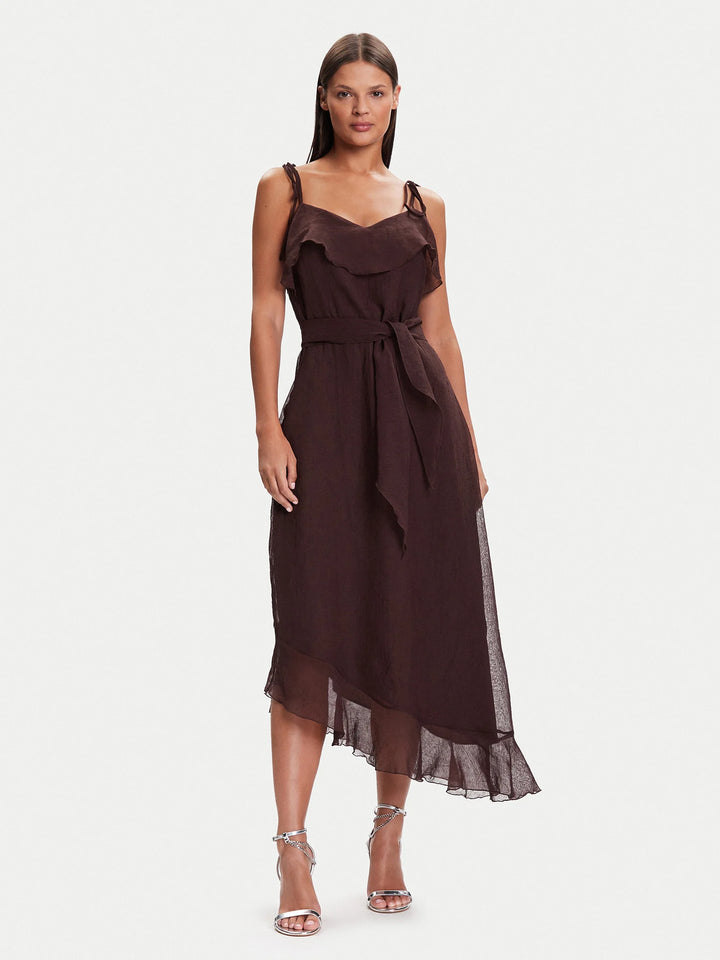 VERO MODA midi ruha, barna