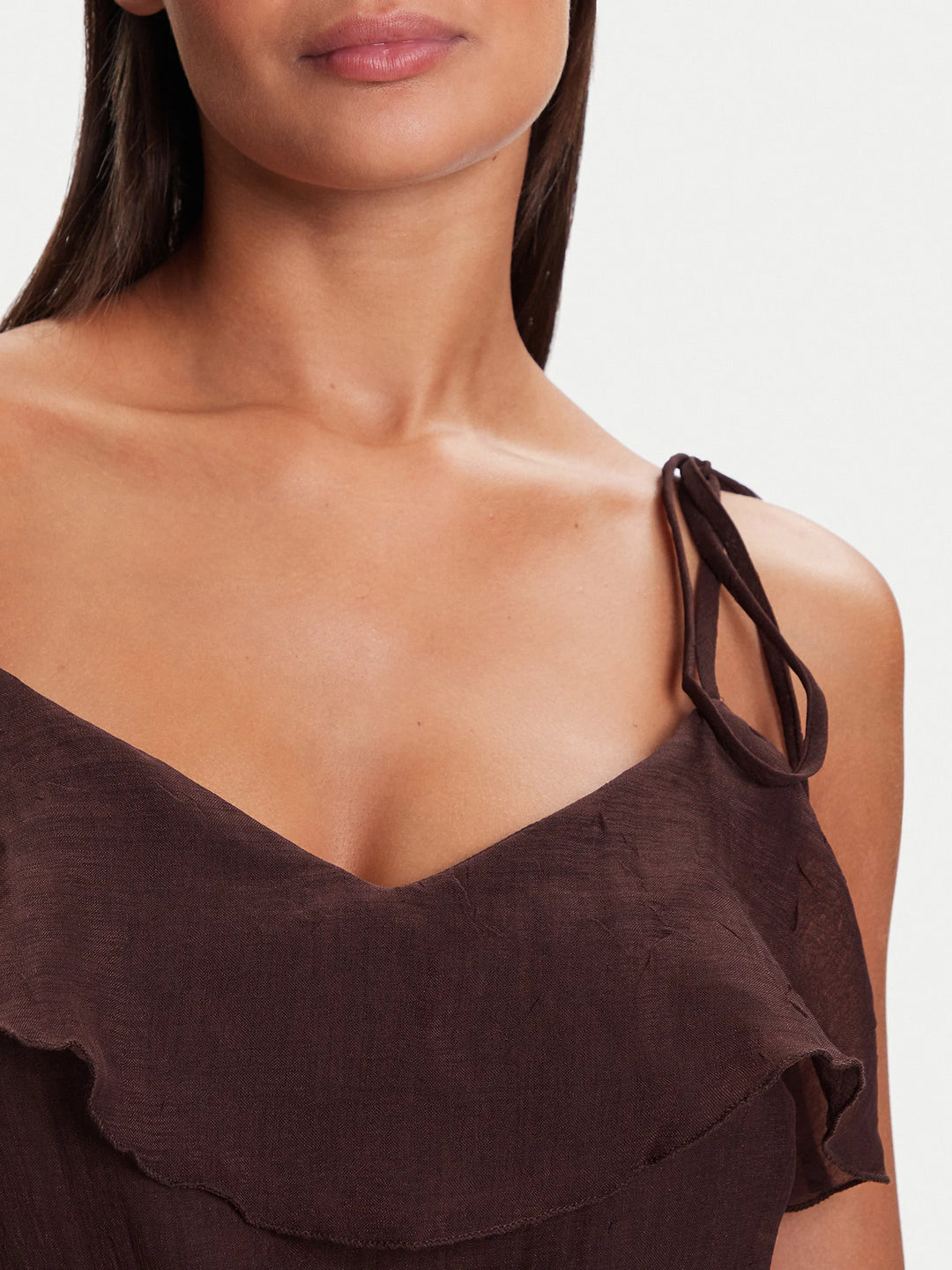 VERO MODA midi ruha, barna