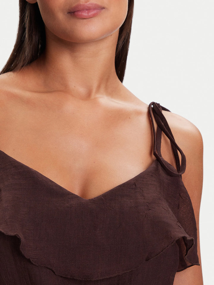 VERO MODA midi ruha, barna