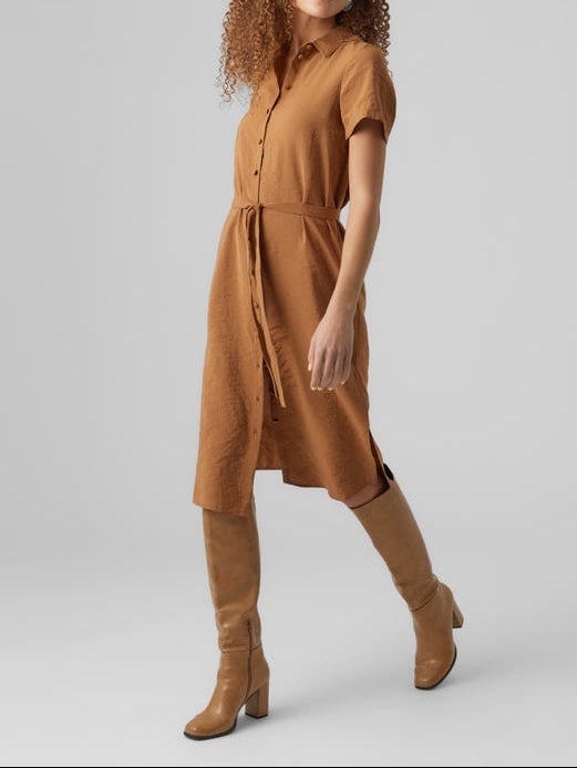 VERO MODA midi ruha, barna
